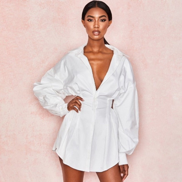 Office Lady Women Femal Ladies Long Sleeve Deep V Shirt Dress Sexy Mini Beach Dress Elegant Sexy Party Dress New