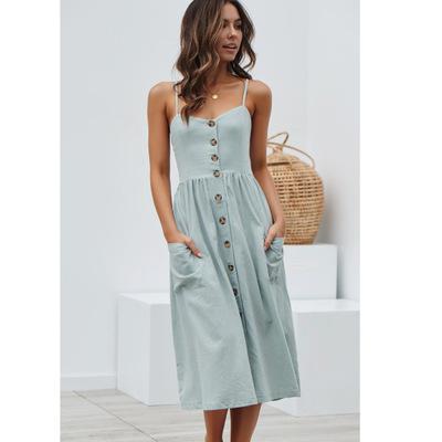 Striped Print Cotton Casual Beach Summer Dress 2020 Sundress Sexy Spaghetti Strap V-neck Off Shoulder Women Midi Dress Vestidos