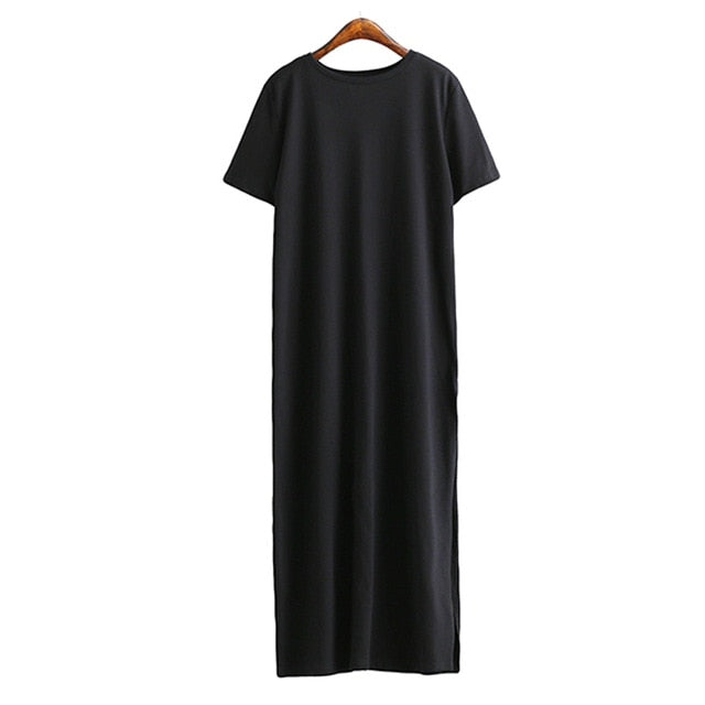 Maxi T Shirt Dress Women Winter Autumn Vintage Sexy Bodycon Christmas Black White Cotton Long Sleeve Dresses Plus Size Oversize